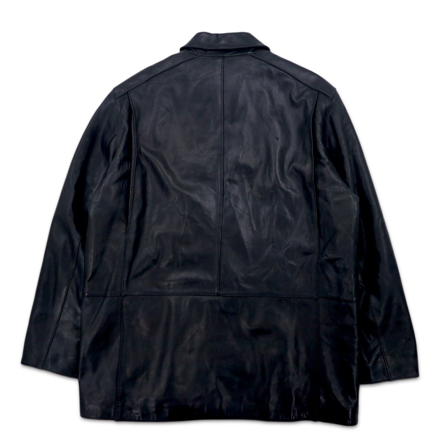 90s Vintage Leather Jacket by MARC NEW YORK ANDREW MARC. 90s Zip-Up Car Coat Leather Jacket, Size L, Black with Quilted Lining.