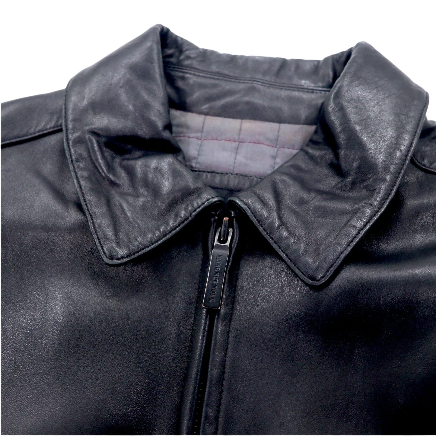 90s Vintage Leather Jacket by MARC NEW YORK ANDREW MARC. 90s Zip-Up Car Coat Leather Jacket, Size L, Black with Quilted Lining.