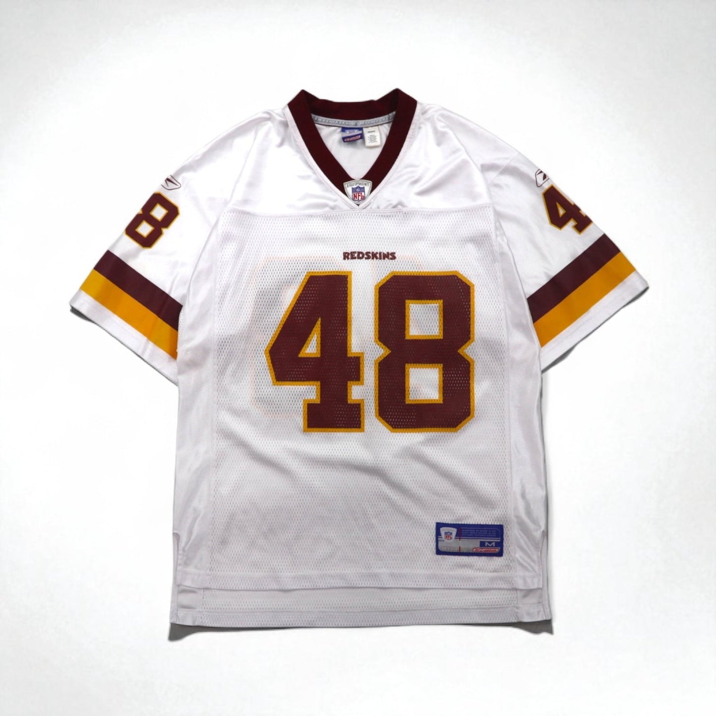 Reebok Game Shirt, Size M, White Polyester Mesh, Numbered NFL Washington Redskins Football Uniform