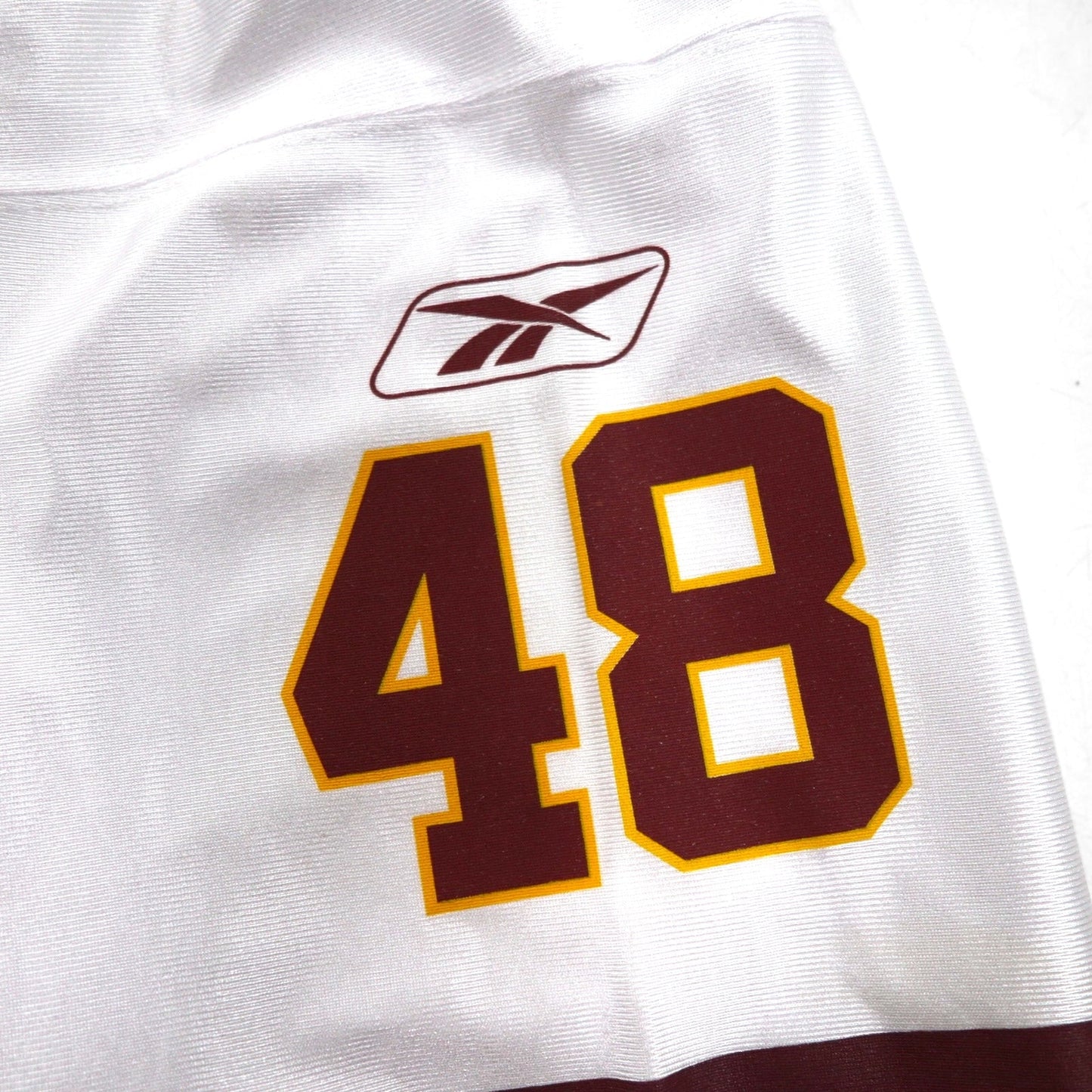 Reebok Game Shirt, Size M, White Polyester Mesh, Numbered NFL Washington Redskins Football Uniform