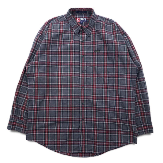 CHAPS RALPH LAUREN 90年代 ボタンダウンシャツ L グレー チェック コットン ビッグサイズ