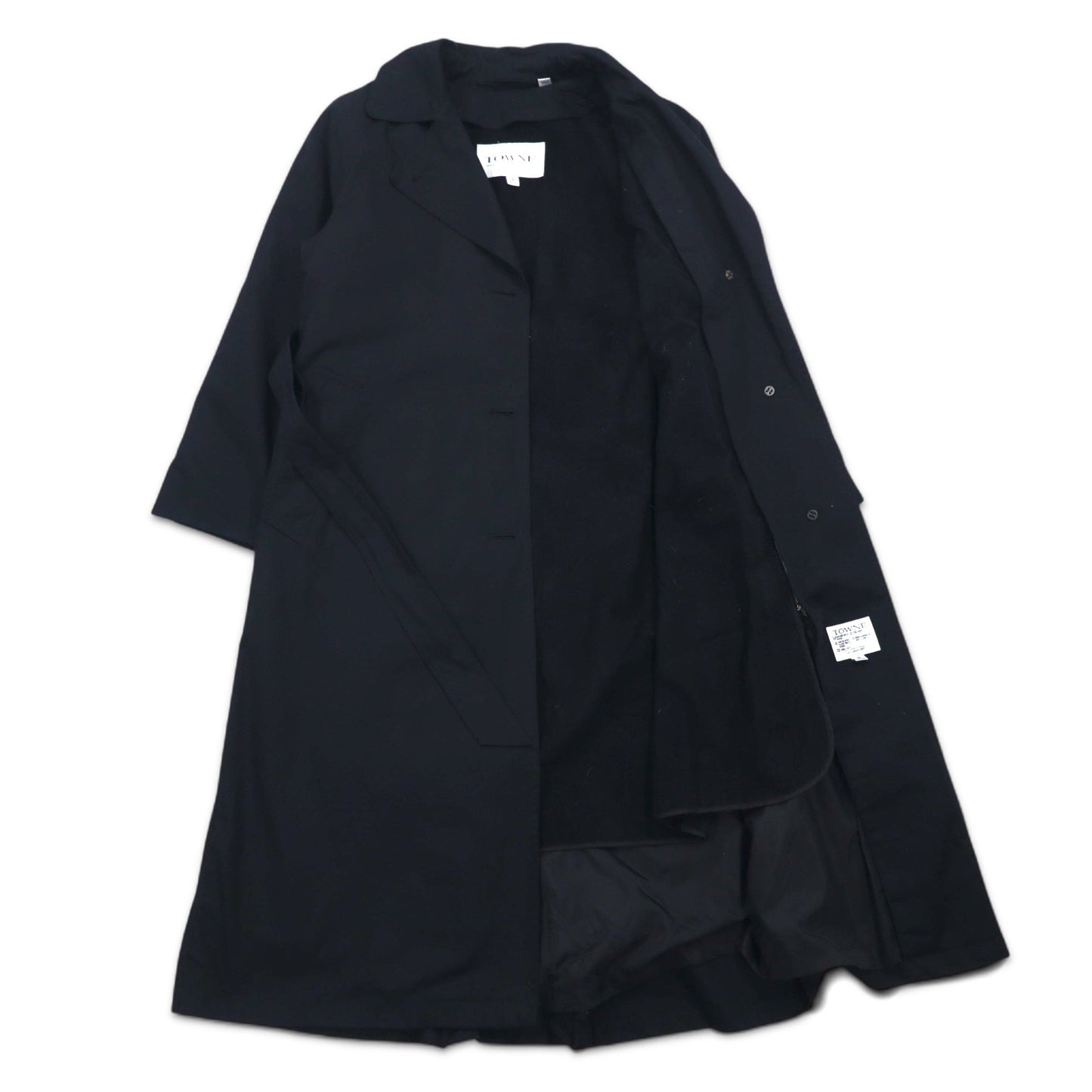TOWNE BY LONDON FOG 90年代 フード着脱式 トレンチコート M ブラック ポリエステル コットン ライナー着脱式