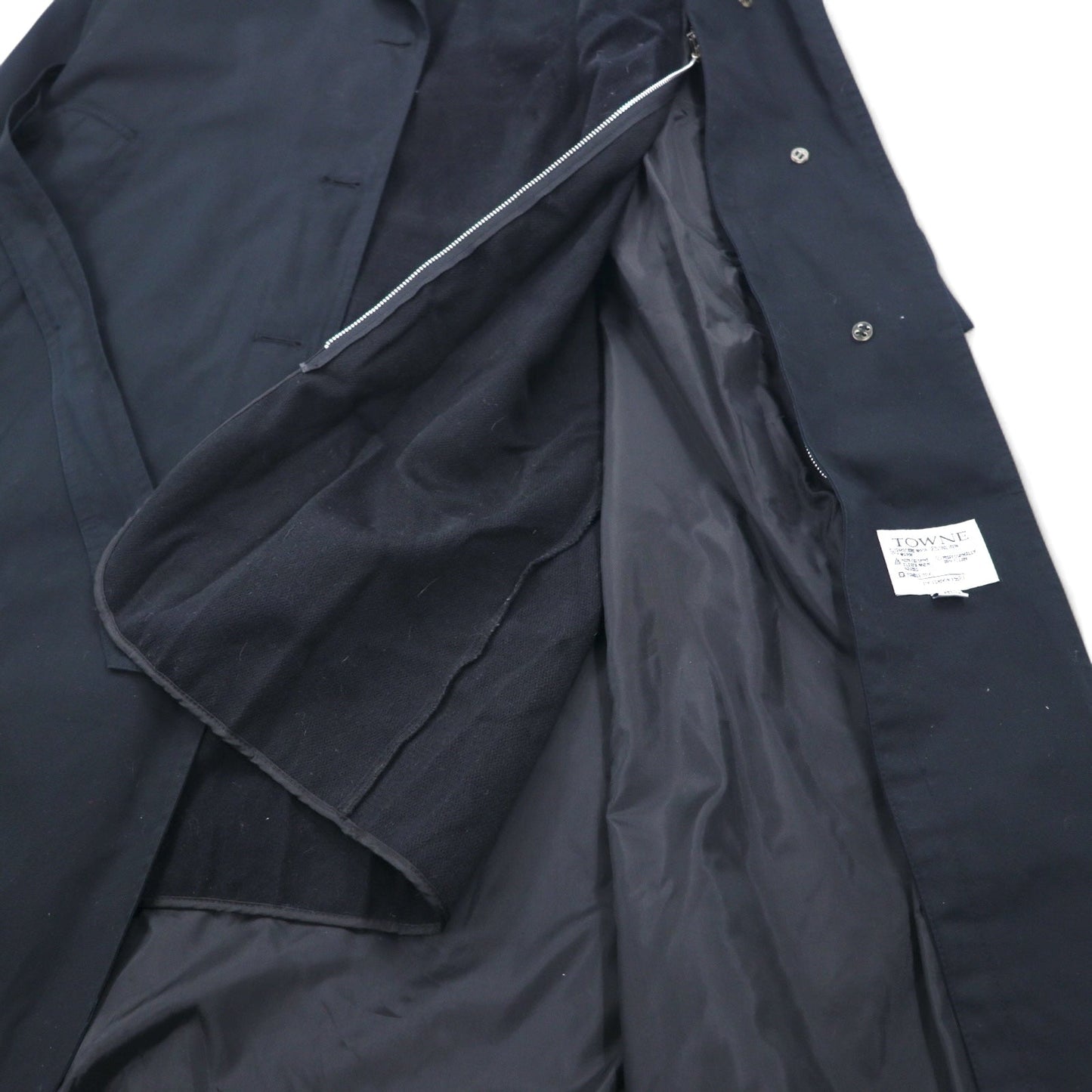 TOWNE BY LONDON FOG 90年代 フード着脱式 トレンチコート M ブラック ポリエステル コットン ライナー着脱式