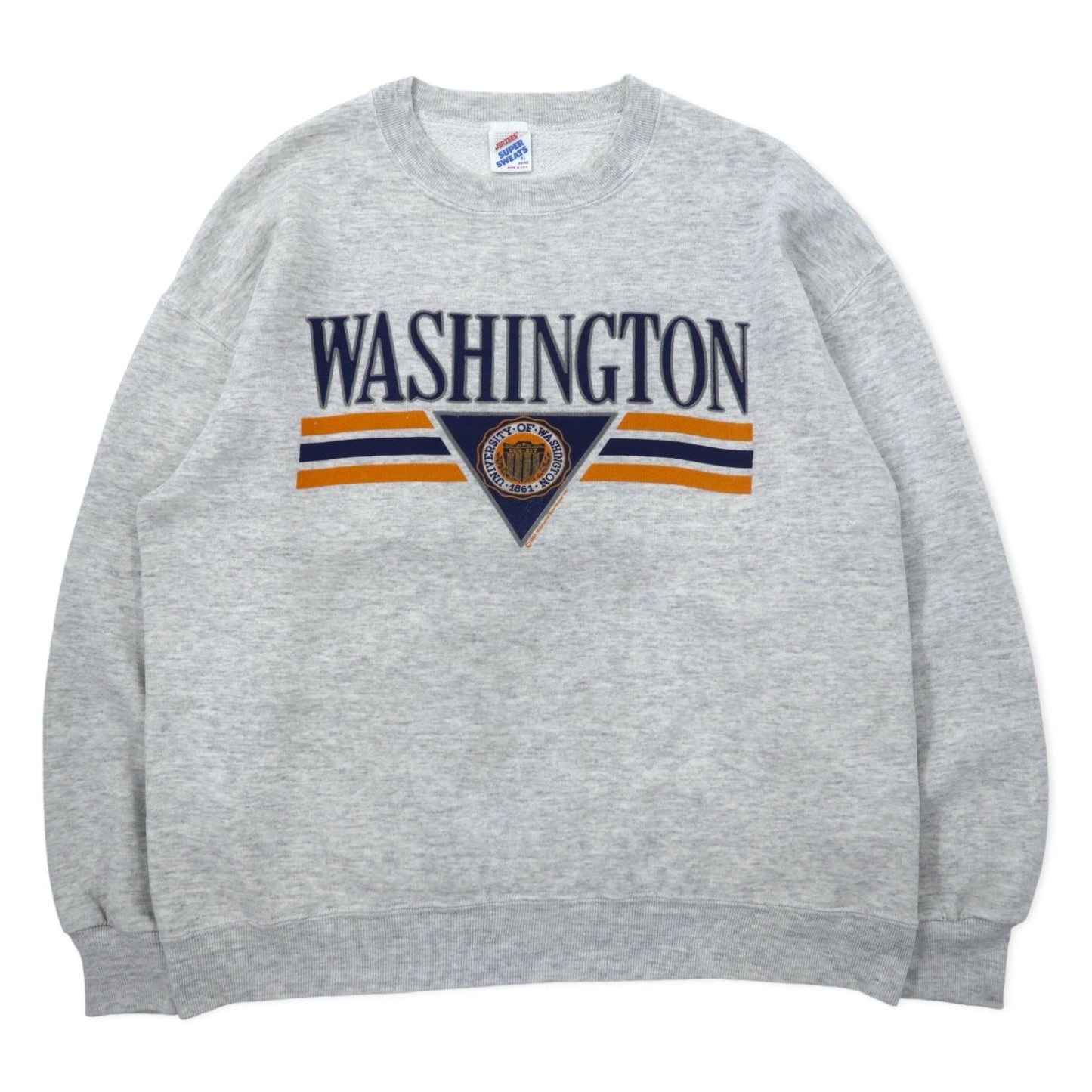 JERZEES Made in USA 90s College Print Sweatshirt, XL, Gray Cotton, WASHINGTON