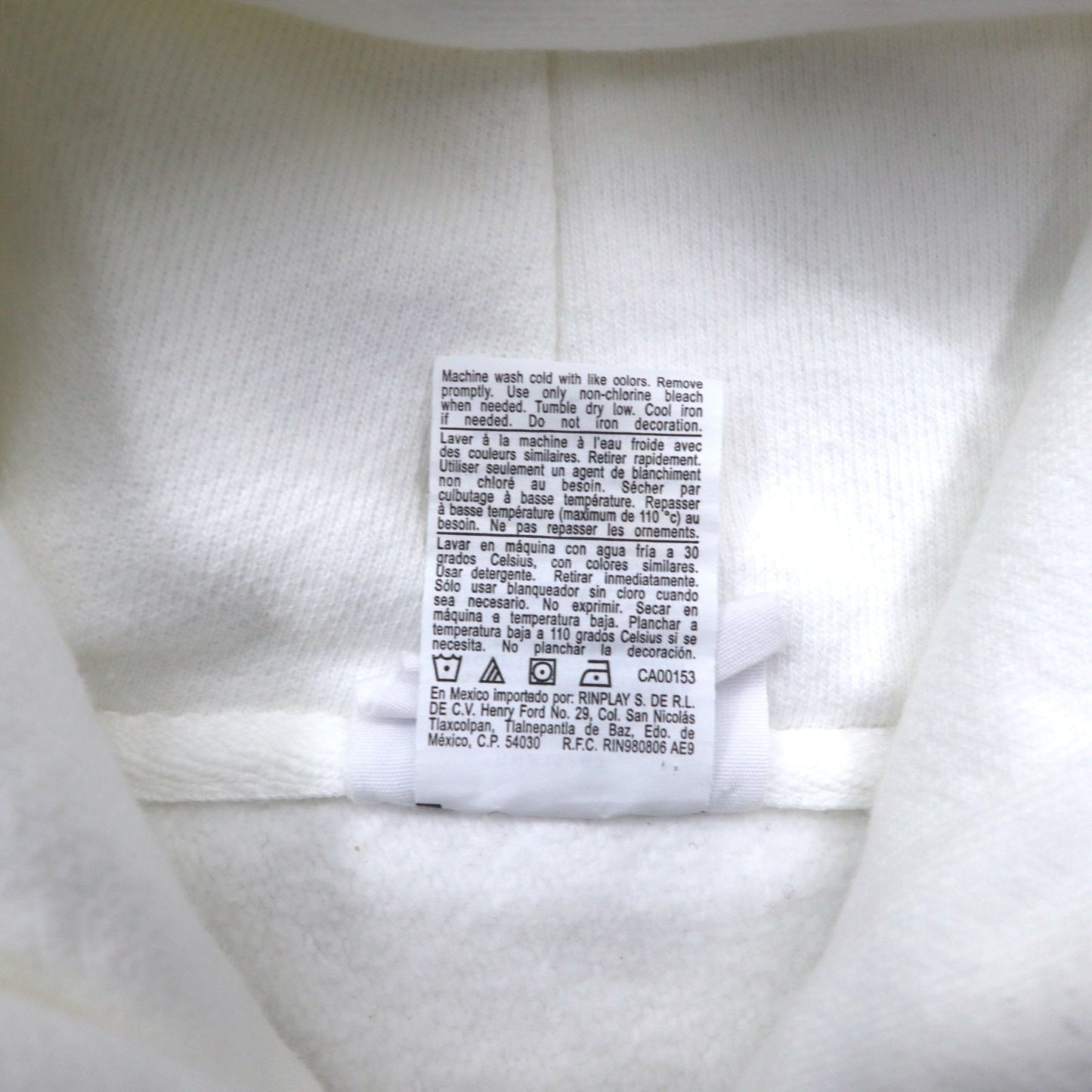 Champion Reverse Weave Pullover Hoodie, Size 2XL, White, Cotton, Fleece-Lined, Eagle Baseball Blue Tag, Reprint, Made in Honduras