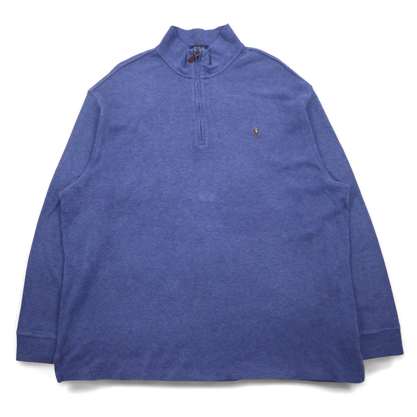POLO RALPH LAUREN ハーフジップ スウェット 2XL ブルー ESTATE RIB スモールポニー刺繍