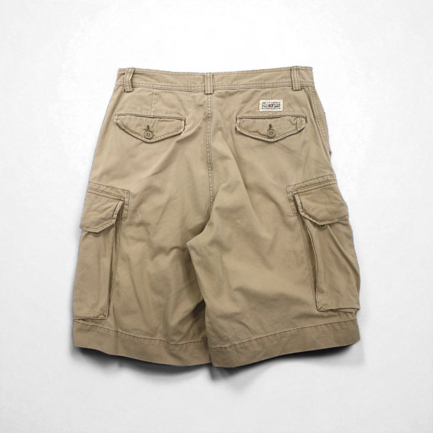 Polo by Ralph Lauren 90s Polo Chino Short Cargo Pants, Size M, Beige, Cotton