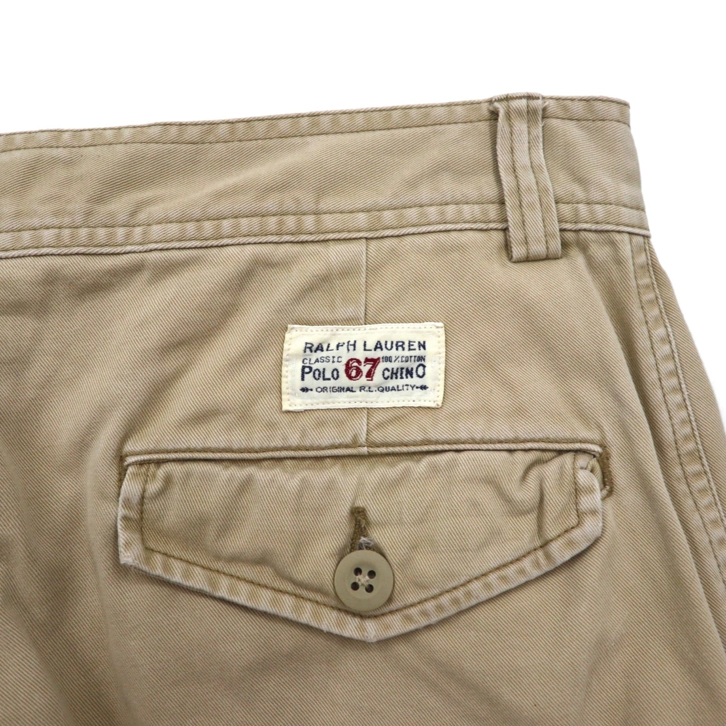 Polo by Ralph Lauren 90s Polo Chino Short Cargo Pants, Size M, Beige, Cotton