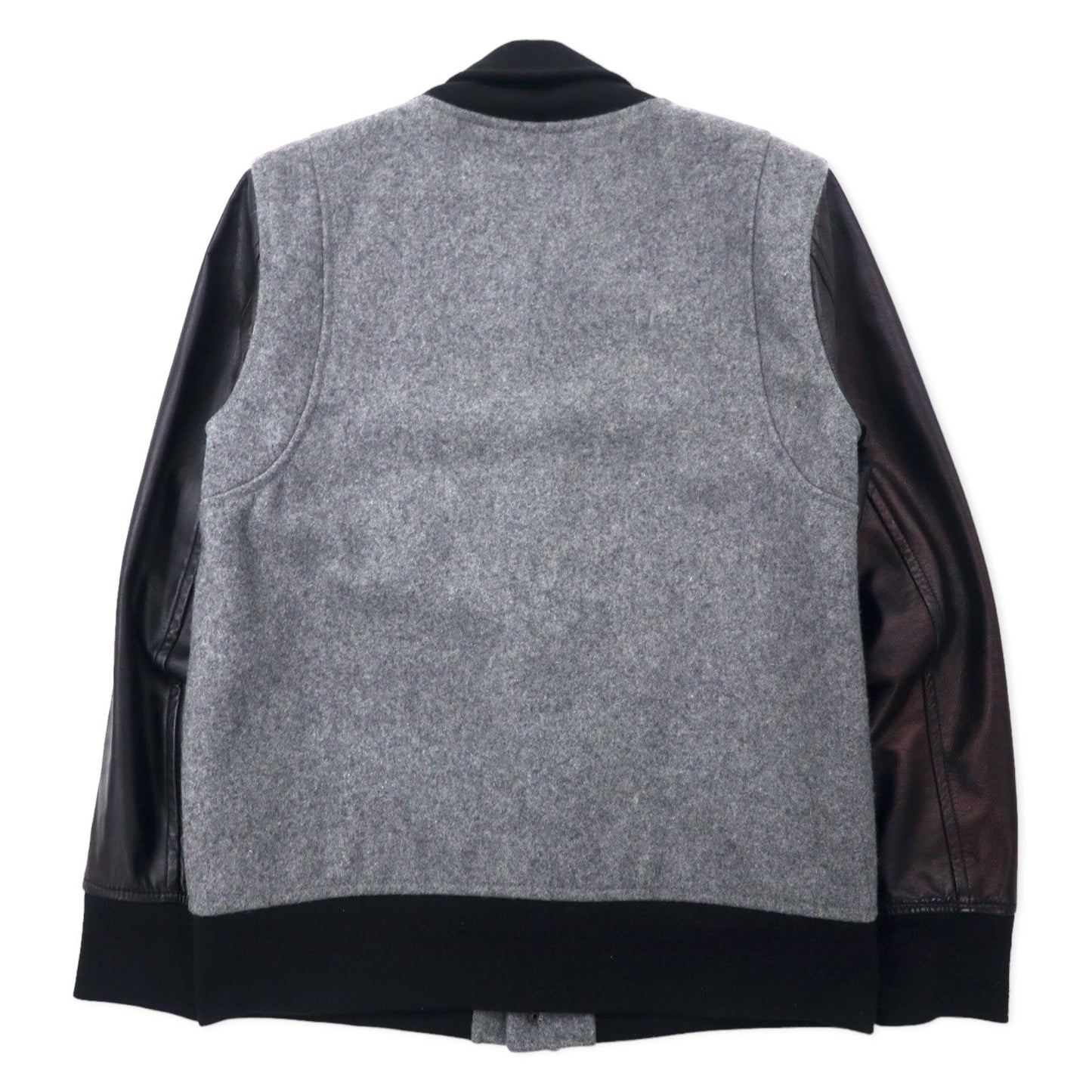 COMMONWARE AMERICAN RAG CIE & MAGINE Sheepskin Sleeve Stadium Jacket, Size 46, Gray, Wool and Sheepskin, 1344-604MAG
