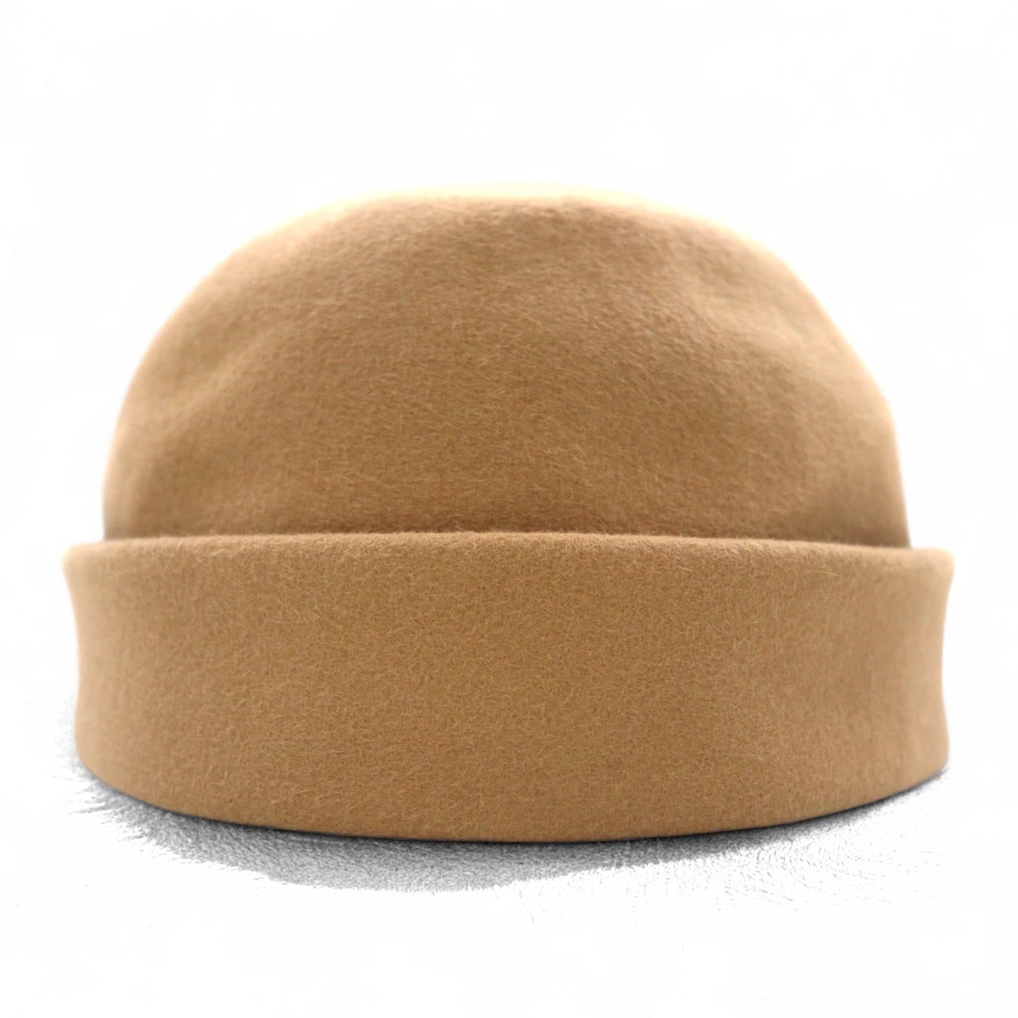 Saravah Wool Felt Roll Cap Brimless Hat, 59cm, Beige, Made in Japan