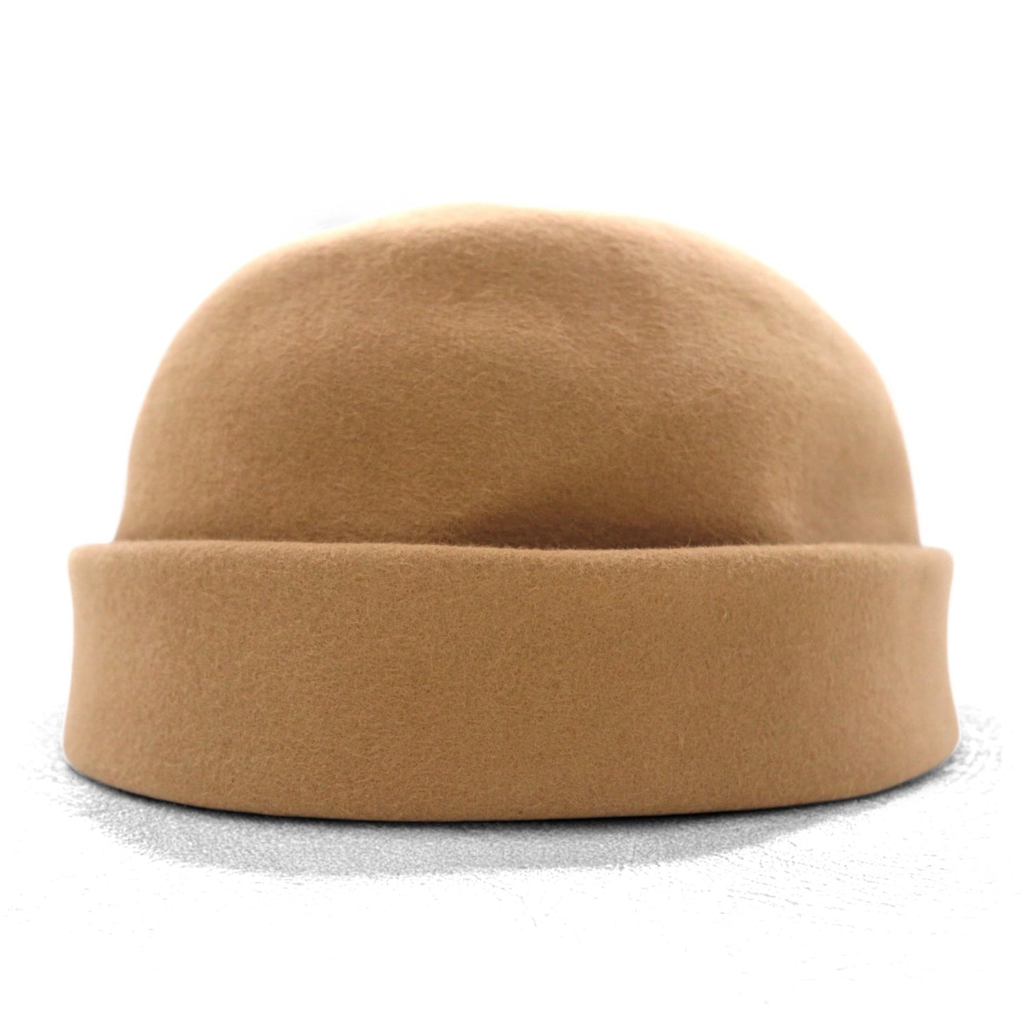 Saravah Wool Felt Roll Cap Brimless Hat, 59cm, Beige, Made in Japan