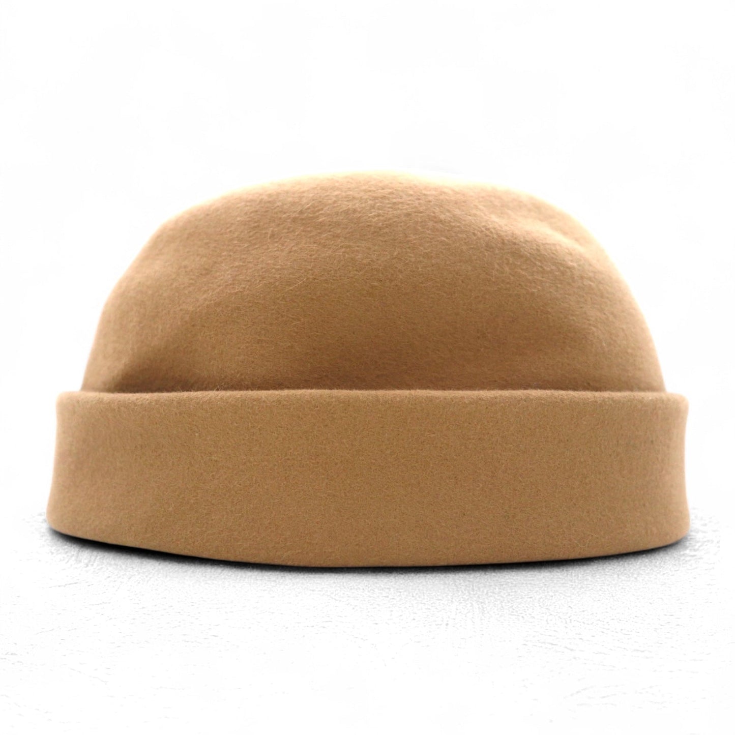 Saravah Wool Felt Roll Cap Brimless Hat, 59cm, Beige, Made in Japan
