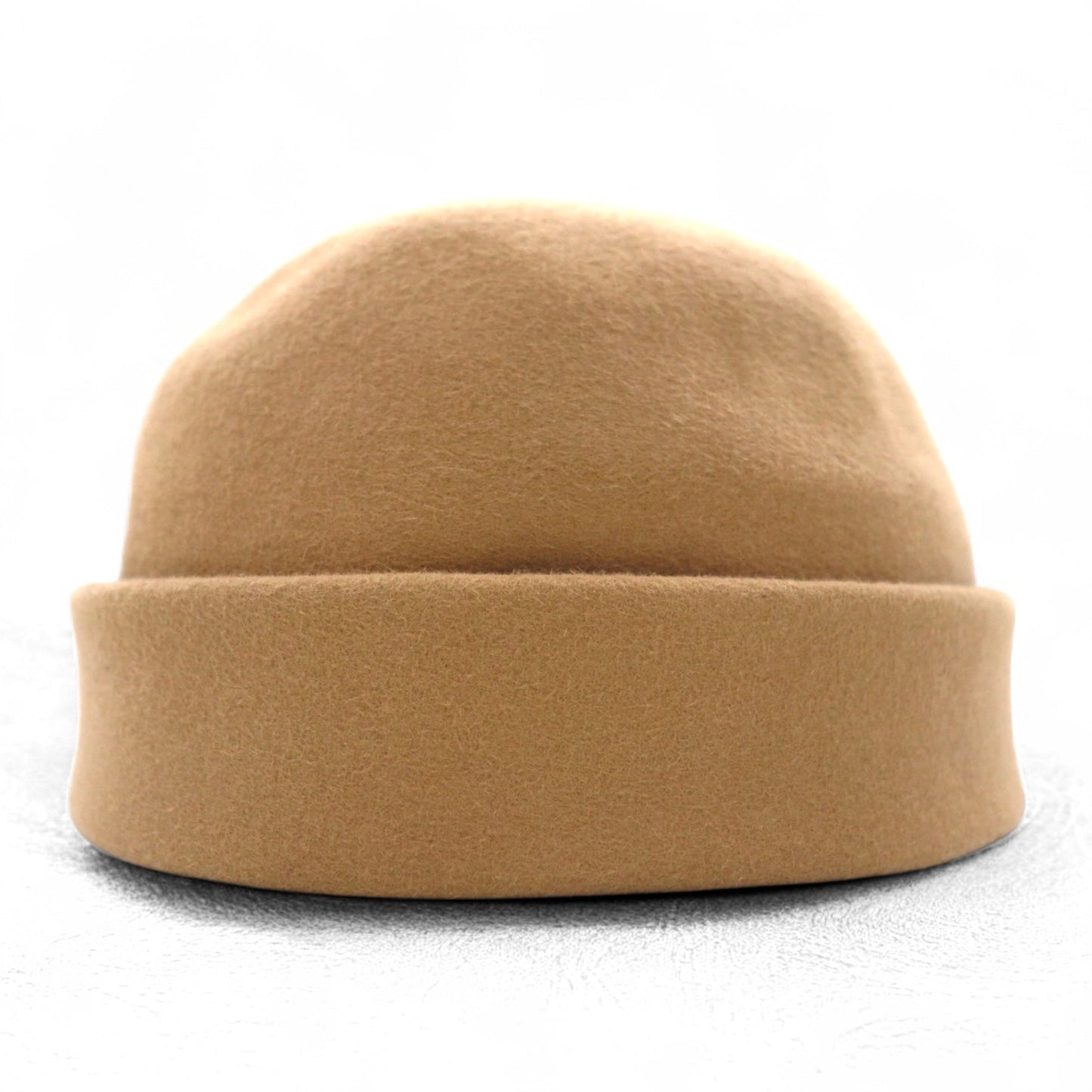 Saravah Wool Felt Roll Cap Brimless Hat, 59cm, Beige, Made in Japan