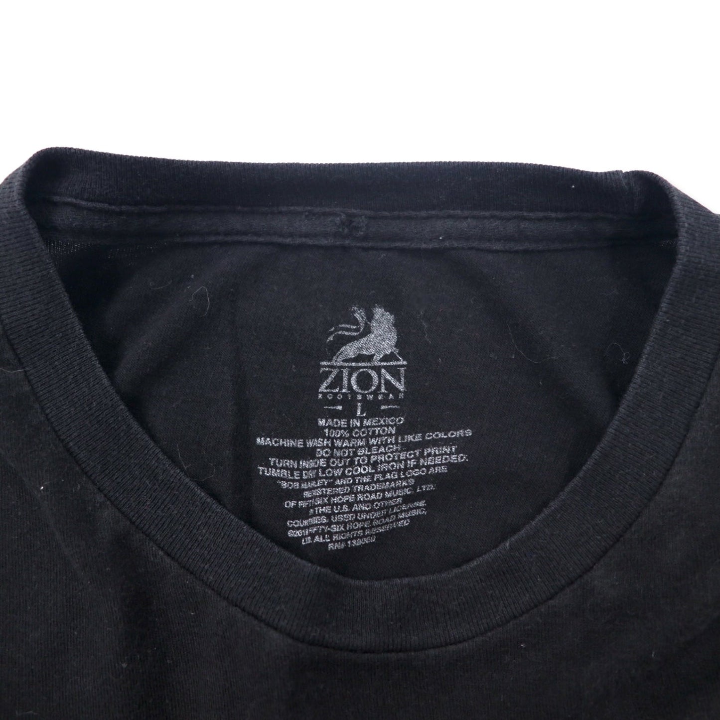 ZION ROOTSWEAR ボブマーリー バンド Tシャツ L ブラック コットン メキシコ製