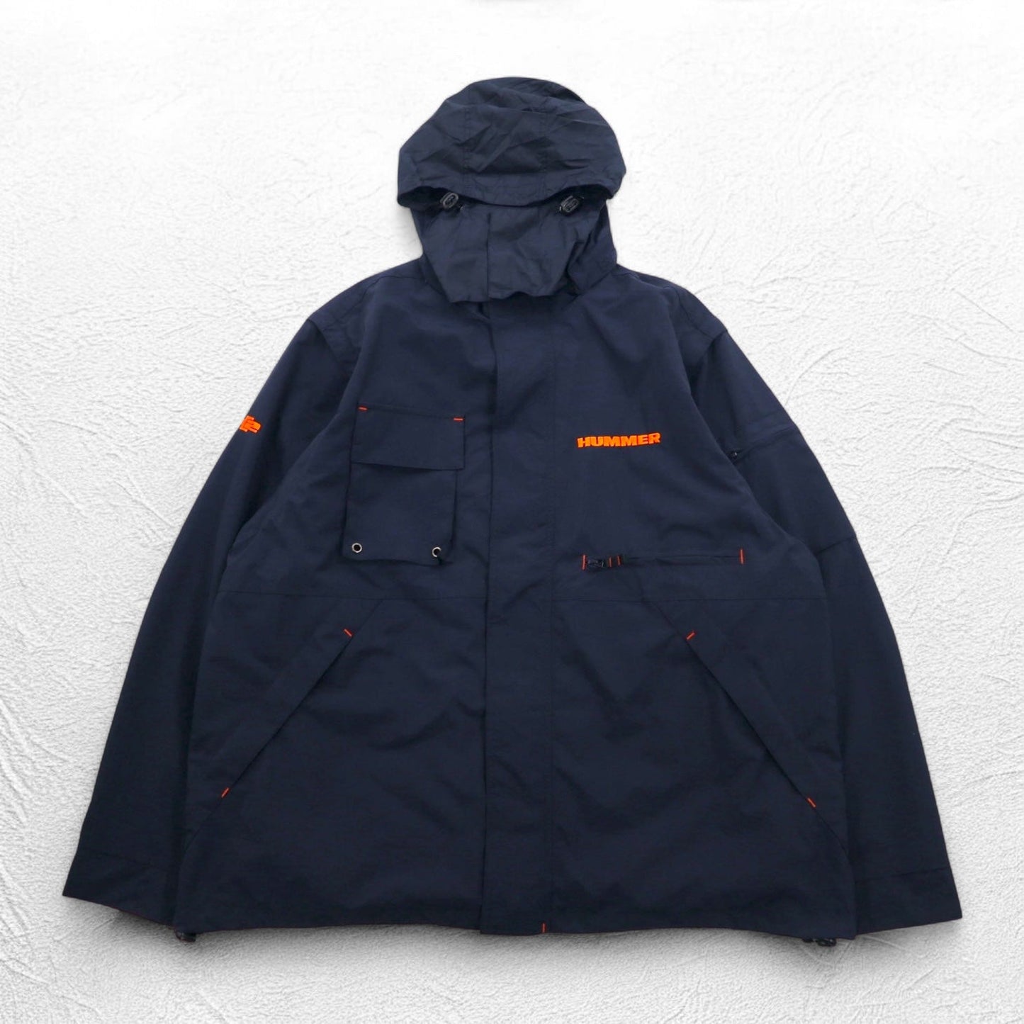FIELD & STREAM Convertible 2-Way Mountain Parka Vest, XL, Navy, Mesh Liner, Retractable Hood, HUMMER