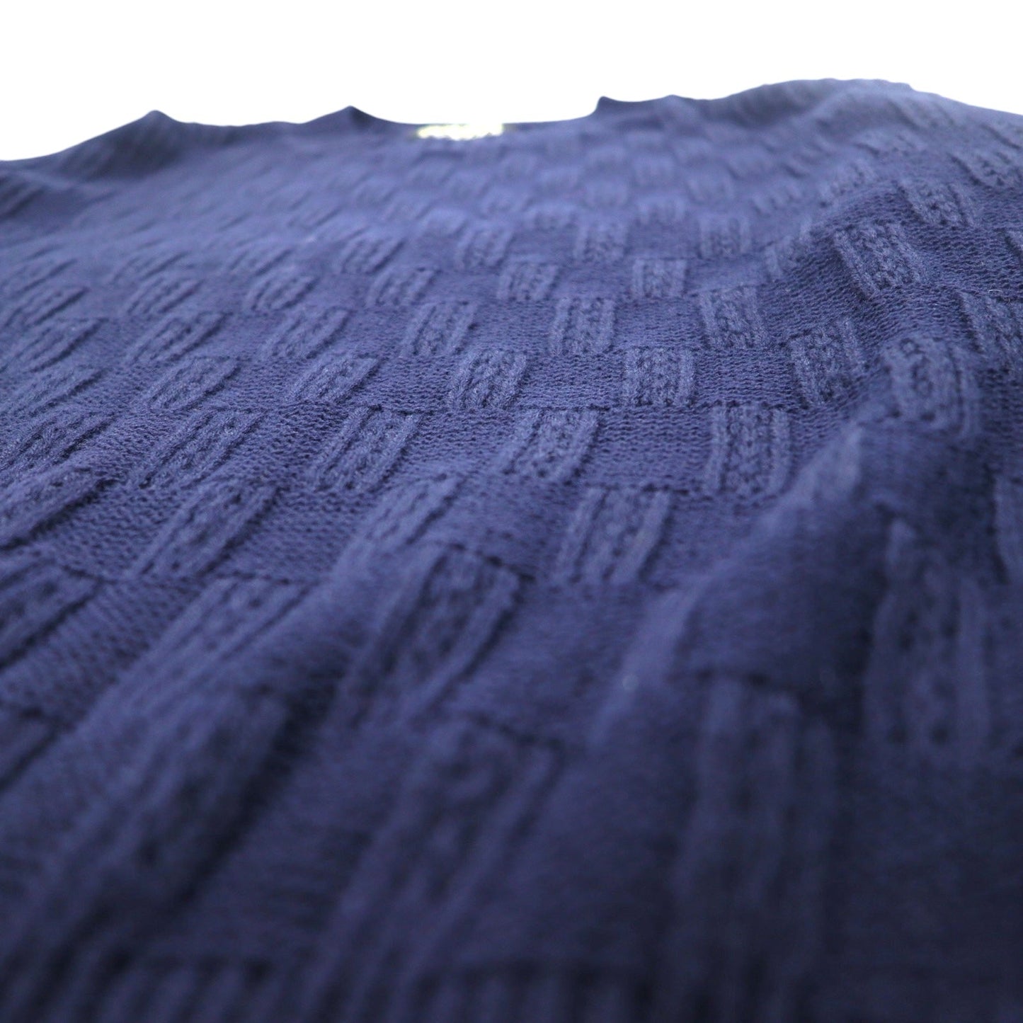 Vintage 90s Jacquard Knit UOMO ITALIA Acrylic Knit Block Check Jacquard Sweater, Size M, Navy