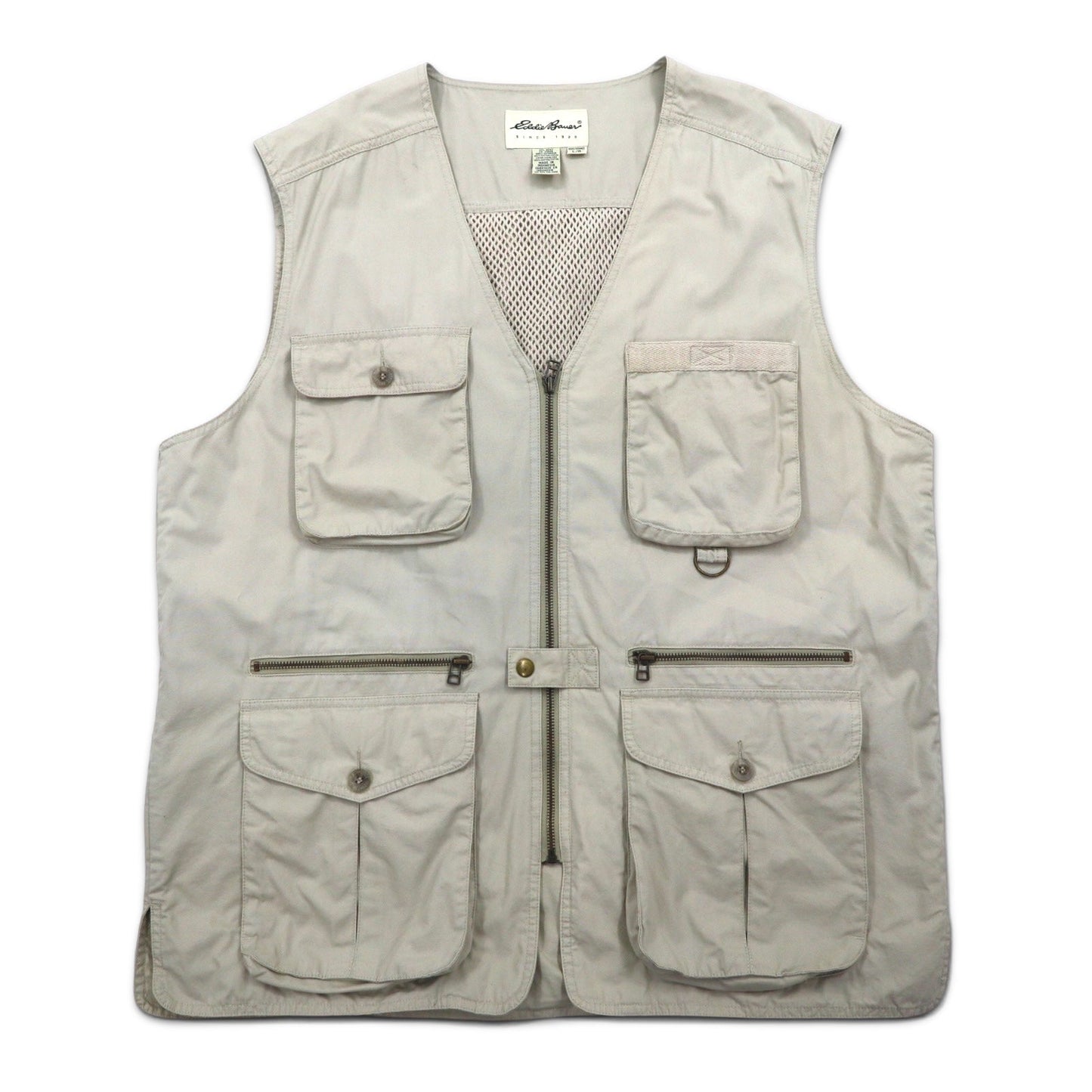 Eddie Bauer 90s Fishing/Hunting Vest, Large, Beige, Cotton