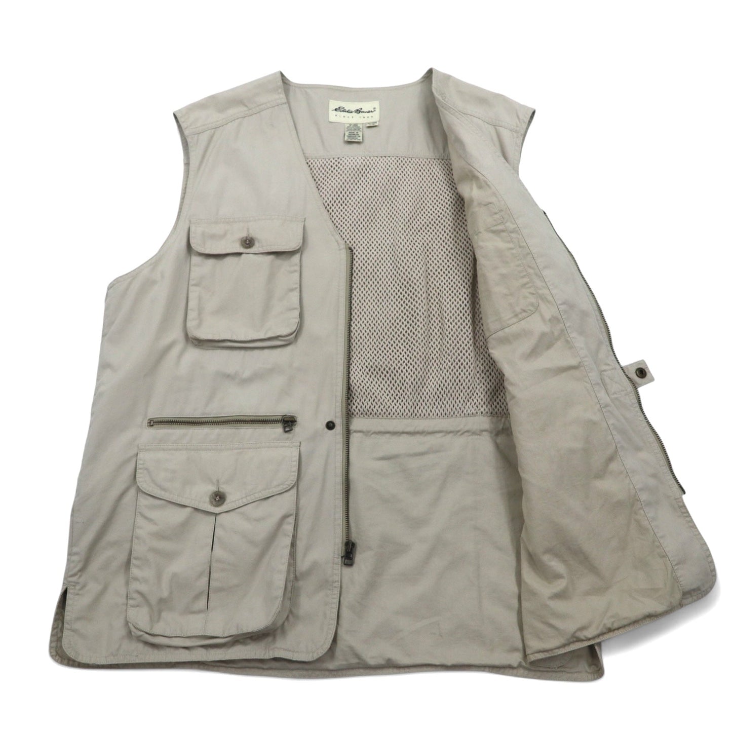 Eddie Bauer 90s Fishing/Hunting Vest, Large, Beige, Cotton
