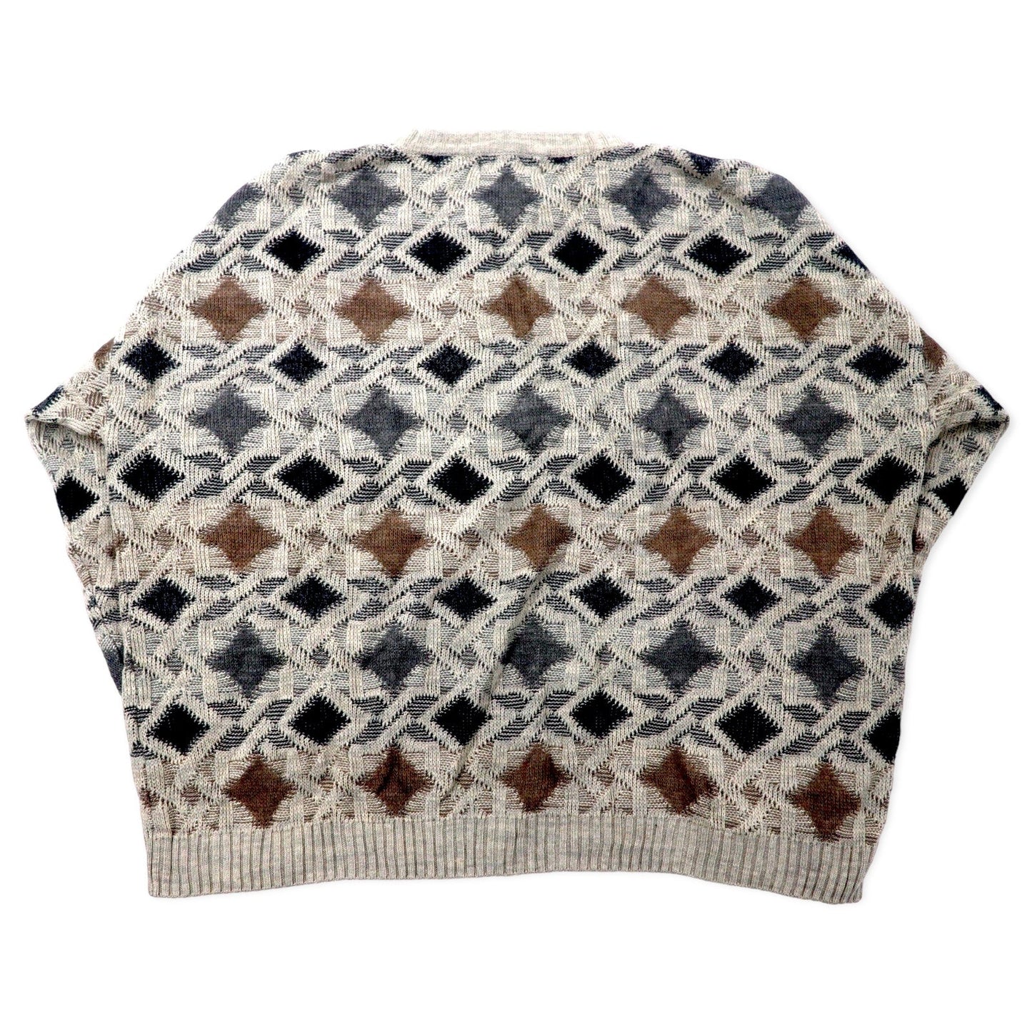 NATURAL ISSUE 90s All-Over Print Low-Gauge Knit Sweater, XXL, Gray, Acrylic