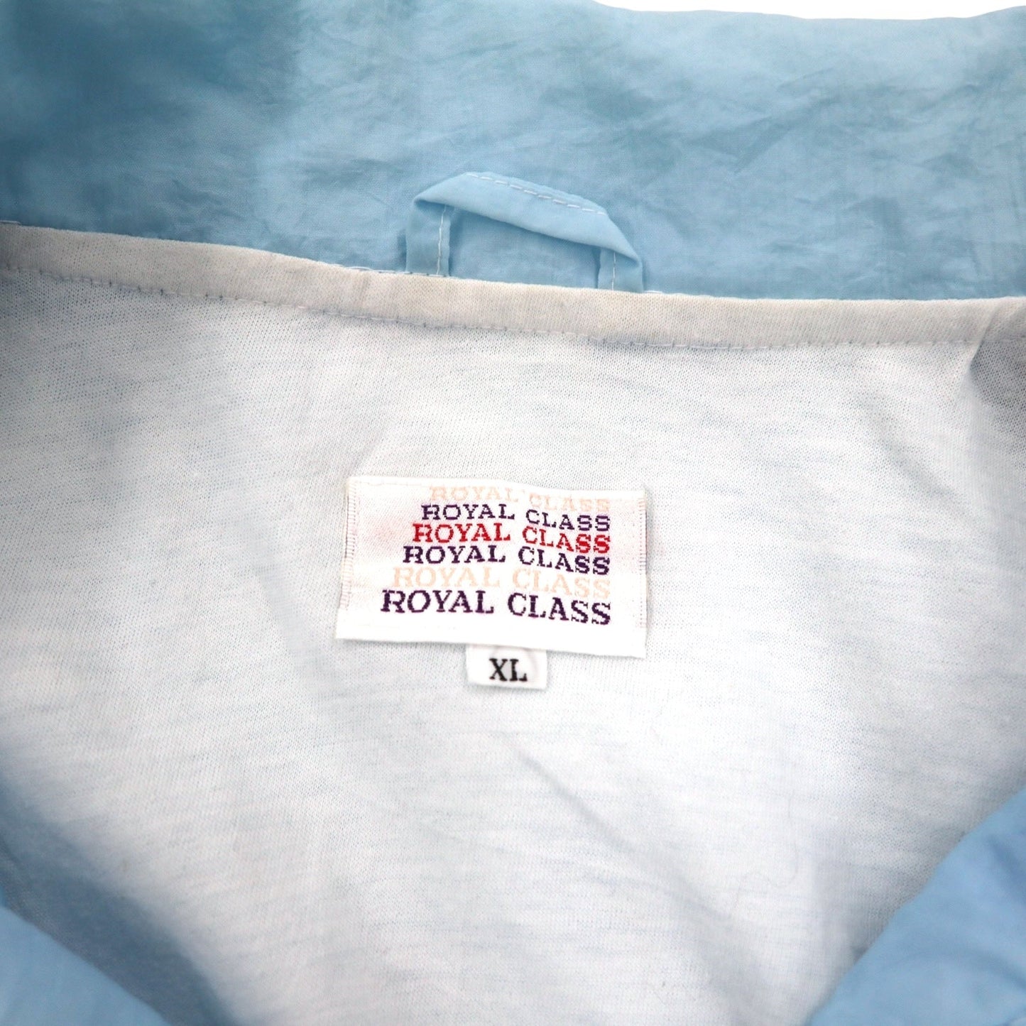 90s ROYAL CLASS Euro Vintage Nylon Jacket, XL, Blue, DULON Zip