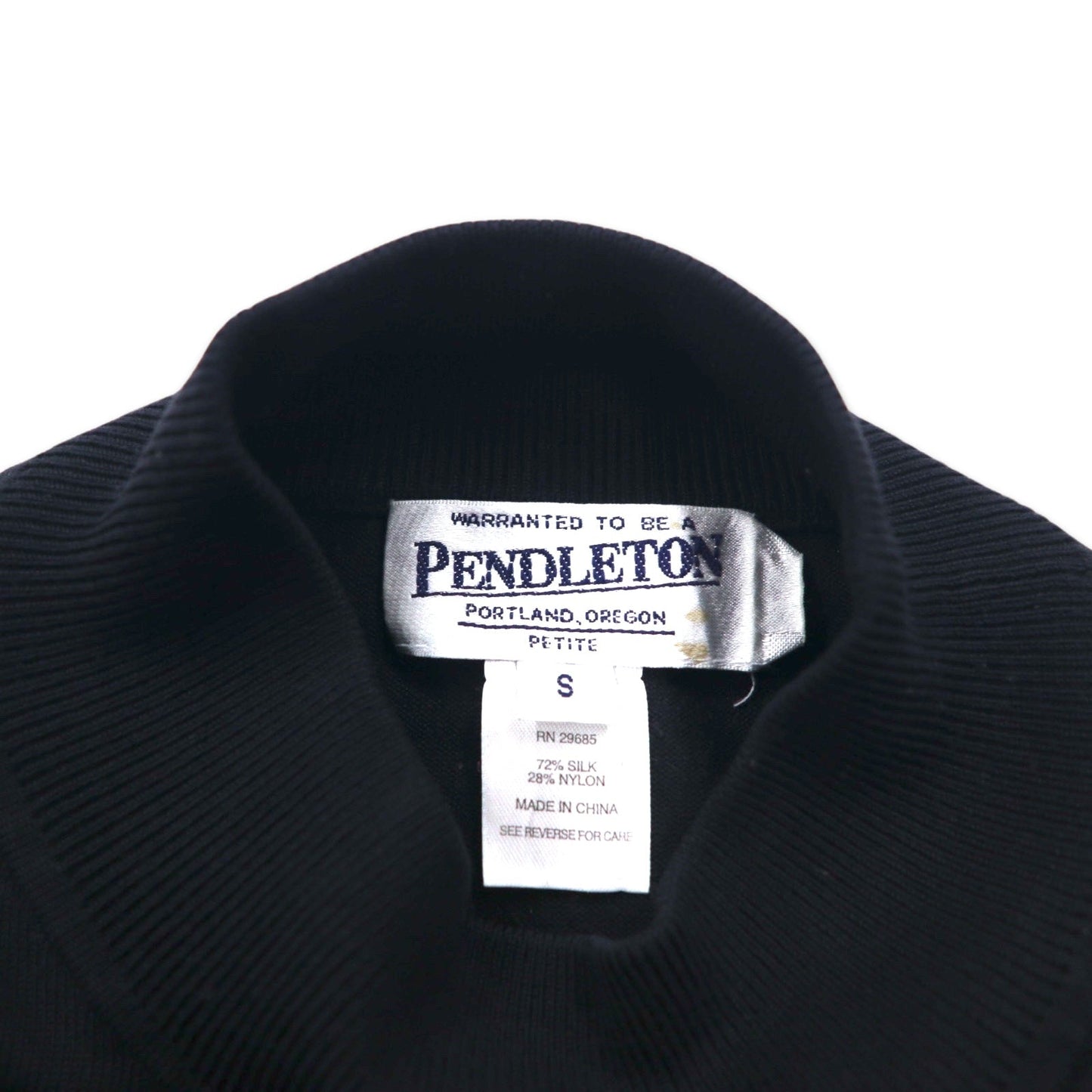 PENDLETON High-Neck Silk Knit Sweater, Size S, Black, Nylon