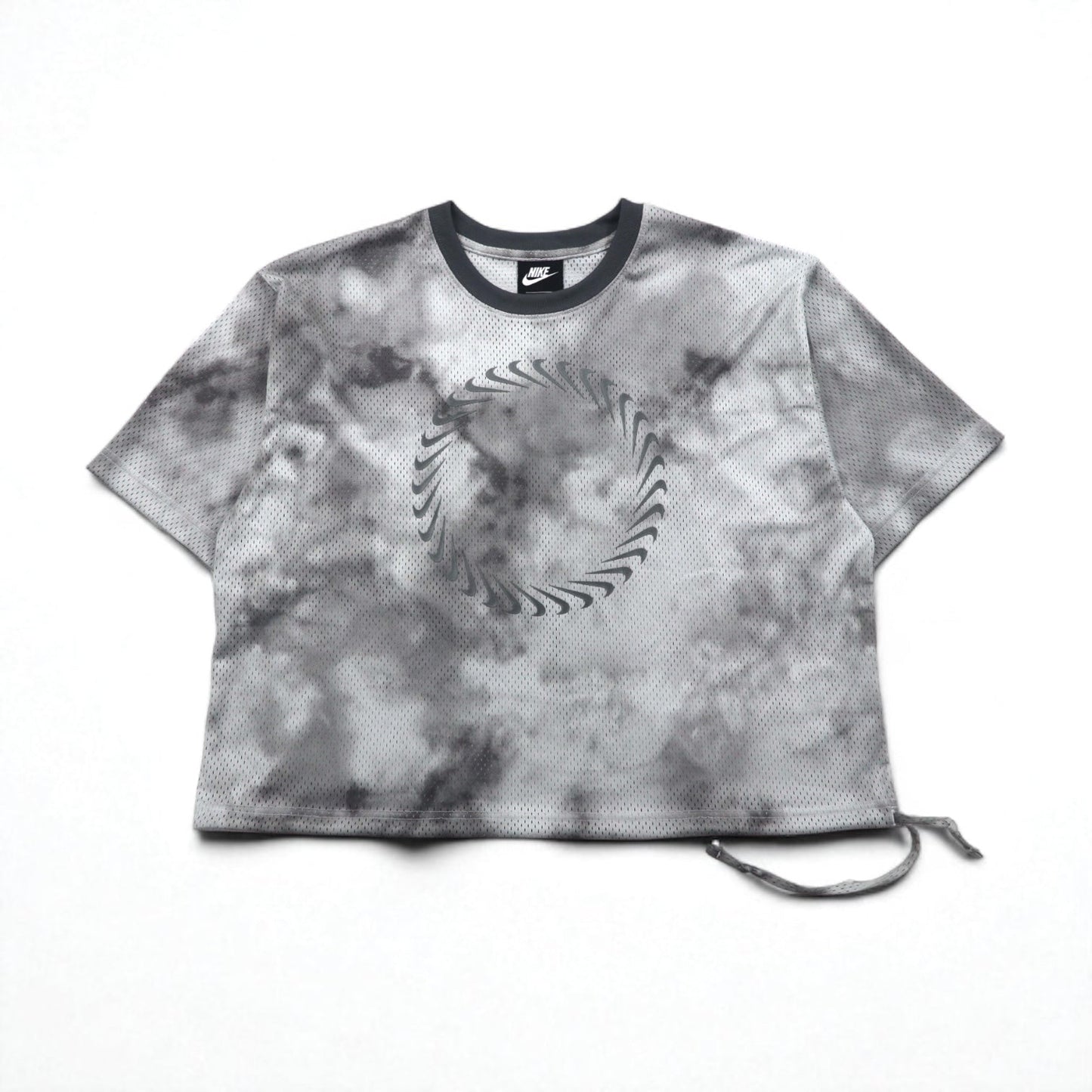 NIKE メッシュ クロップド トップ MESH S/S TOP Tシャツ XL グレー タイダイ ポリエステル CZ9325-084