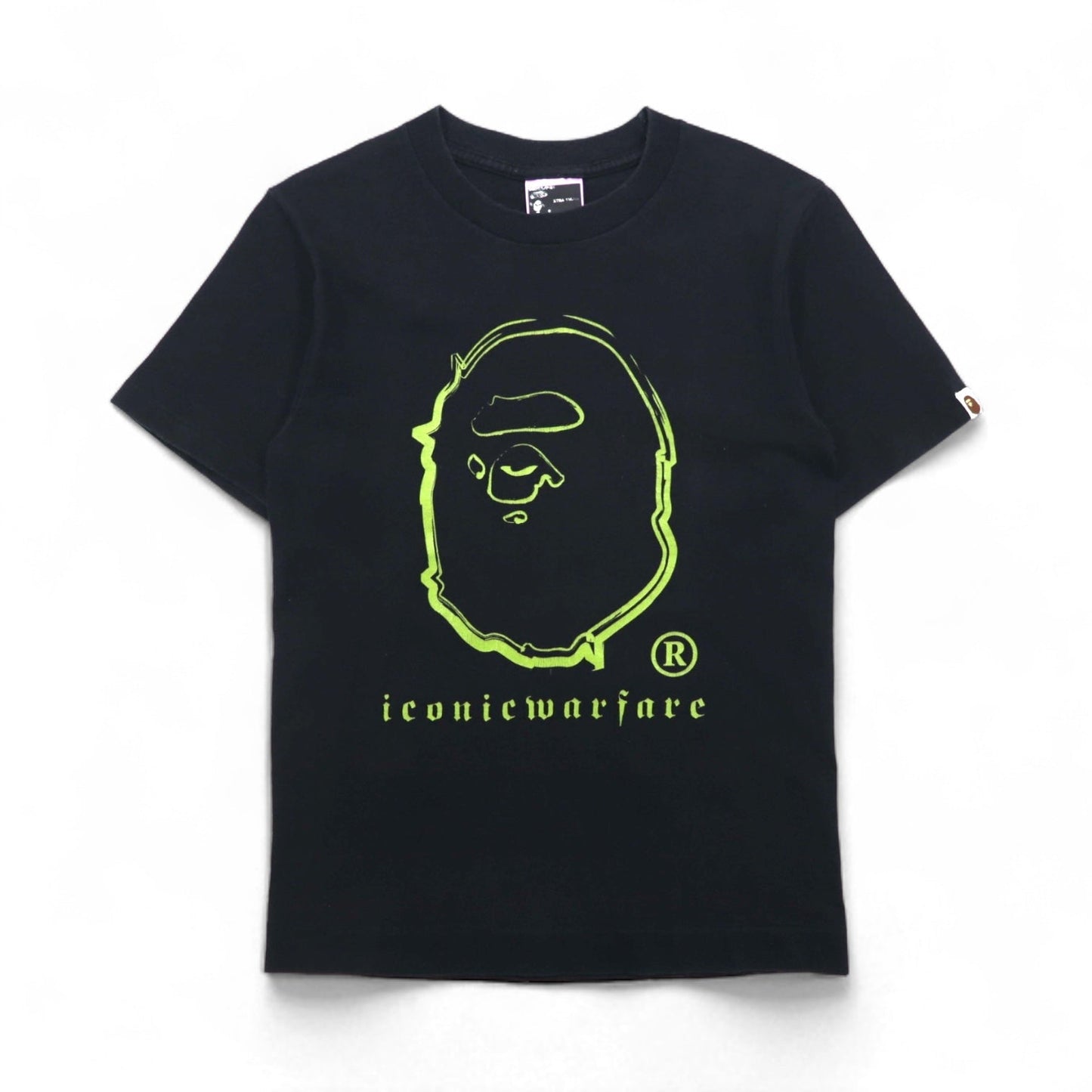 A Bathing Ape Logo Print T-Shirt, XS, Black, Cotton, Double-Sided Print, Made in Japan