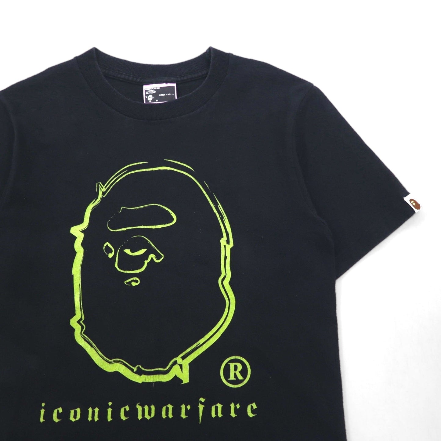 A Bathing Ape Logo Print T-Shirt, XS, Black, Cotton, Double-Sided Print, Made in Japan