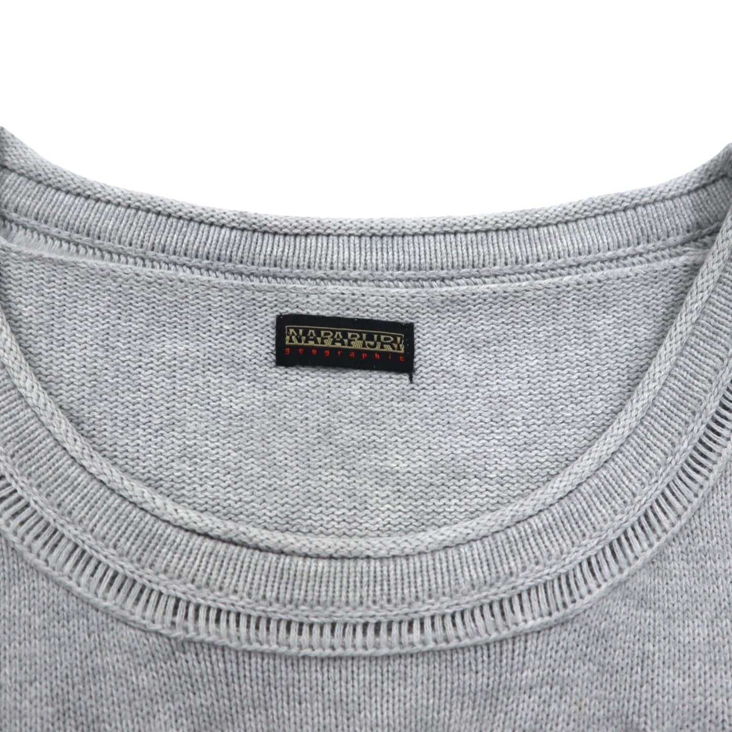 NAPAPIJRI Cotton Knit Sweater, Size M, Gray, Patch, S13-DELEVEN, S1358E