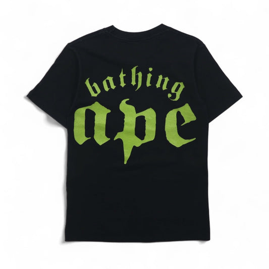 A Bathing Ape ロゴプリント Tシャツ XS ブラック コットン 両面プリント 日本製