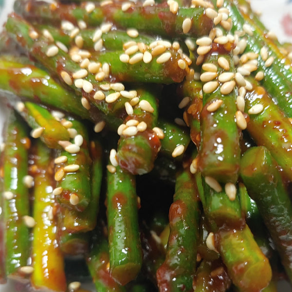 【自家製】茎ニンニクの辛味噌漬け 500g (マヌルジョン・にんにくの芽)
