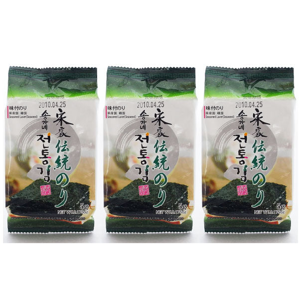 【宋家】伝統韓国海苔 食卓用 緑色 30枚入り (10枚×3個)