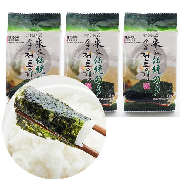 【宋家】伝統韓国海苔 食卓用 緑色 30枚入り (10枚×3個)