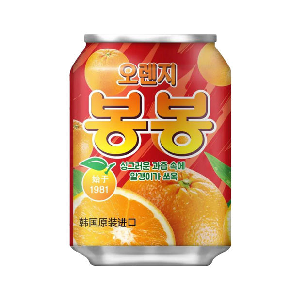 【ヘテ】オレンジ ボンボン 238ml 缶 つぶつぶ 果肉入り 韓国ジュース