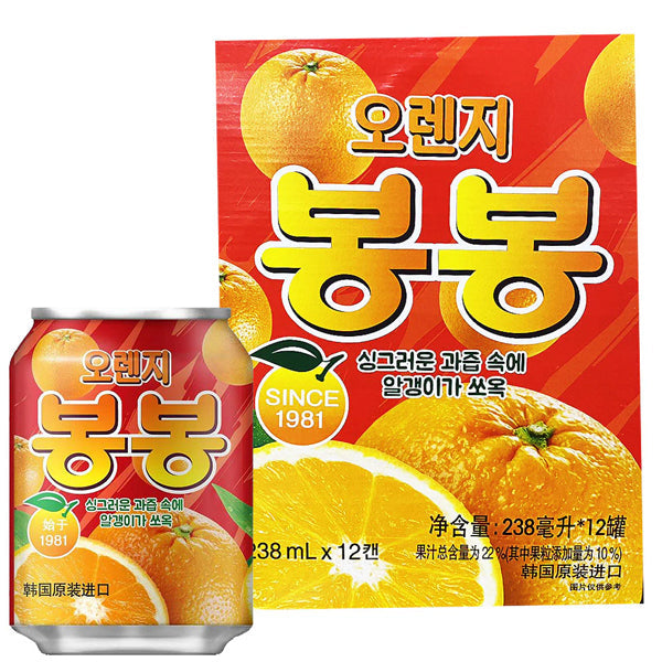 【ヘテ】オレンジ ボンボン 238ml 缶 つぶつぶ 果肉入り 韓国ジュース