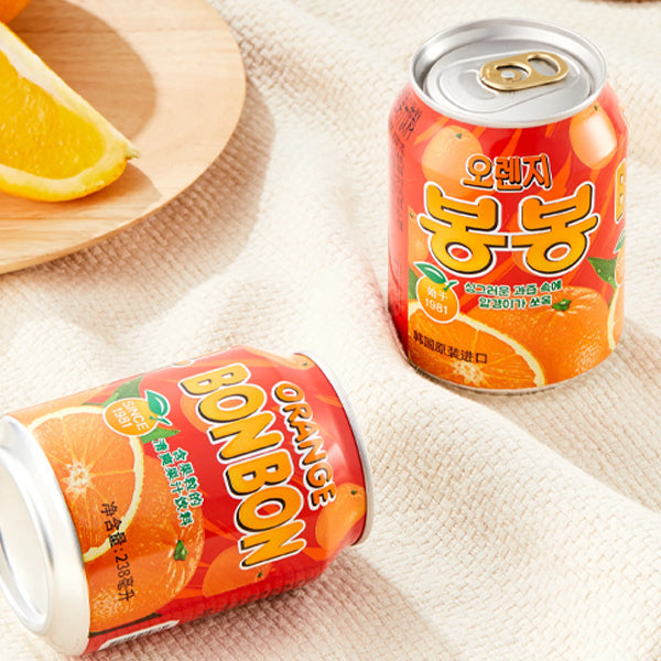 【ヘテ】オレンジ ボンボン 238ml 缶 つぶつぶ 果肉入り 韓国ジュース