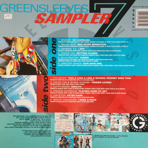 Various - Greensleeves Sampler 7 (Vinyl, LP, Compilation) Very Good Plus (VG+) / Very Good Plus (VG+)