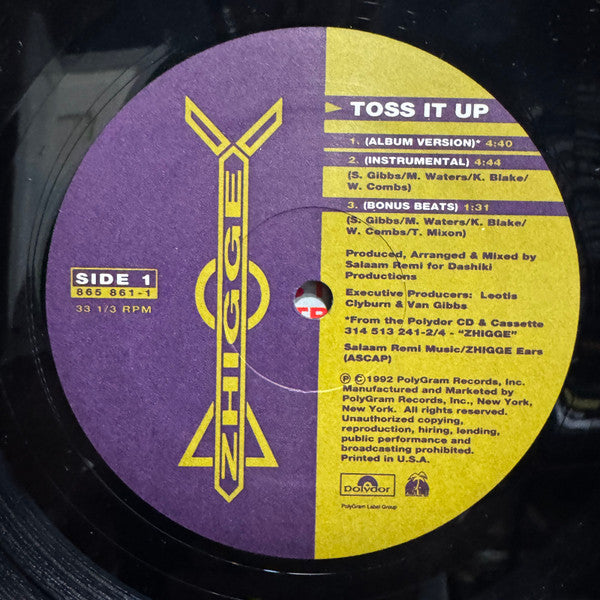Zhigge - Toss It Up (Vinyl, 12", 33 ⅓ RPM, Single) Very Good Plus (VG+) / Generic