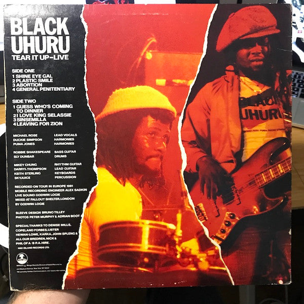 Black Uhuru - Tear It Up - Live (Vinyl, LP) Very Good Plus (VG+) / Very Good Plus (VG+)