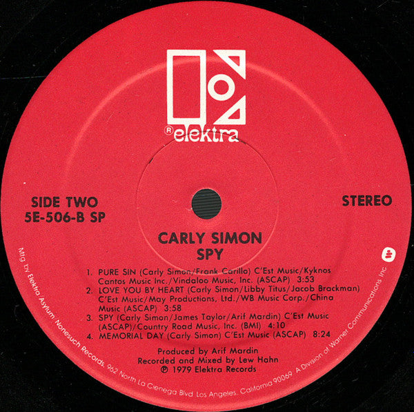 Carly Simon - Spy (Vinyl, LP, Album, Stereo) Good Plus (G+) / Very Good (VG)