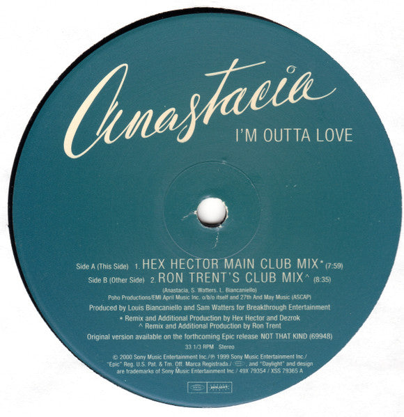 Anastacia - I'm Outta Love (Vinyl, 12", 33 ⅓ RPM, Single)