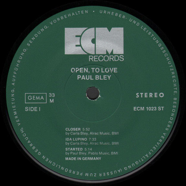 Paul Bley - Open, To Love (Vinyl, LP, Album)
