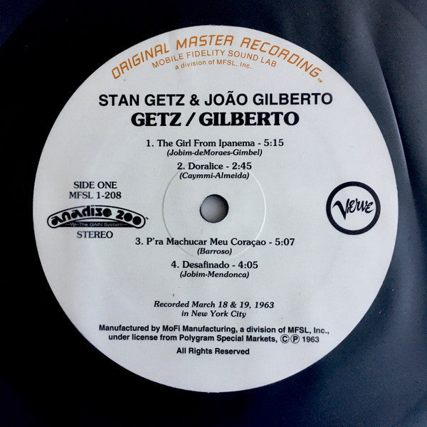Stan Getz - Getz / Gilberto (Vinyl, LP, Album, Limited Edition, Numbered, Reissue, Remastered, Special Edition, Stereo) Near Mint (NM or M-) / Very Good Plus (VG+)