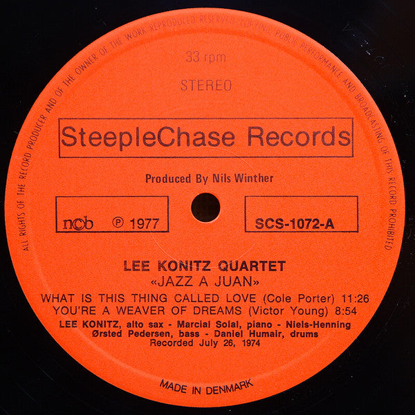 The Lee Konitz Quartet - Jazz À Juan (Vinyl, LP, Album) Very Good (VG) / Very Good (VG)