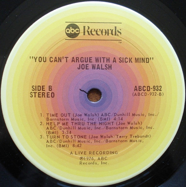 Joe Walsh - You Can't Argue With A Sick Mind (Vinyl, LP, Album, Stereo) Very Good (VG) / Very Good (VG)