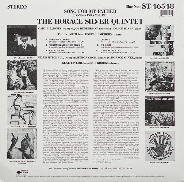 The Horace Silver Quintet - Song For My Father (Vinyl, LP, Album, Reissue) Very Good Plus (VG+) / Very Good Plus (VG+)