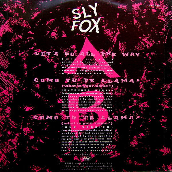 Sly Fox - Let's Go All The Way (Vinyl, 12", 45 RPM, Single) Very Good (VG) / Very Good Plus (VG+)