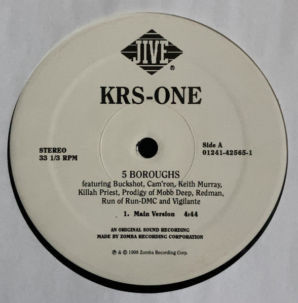 KRS-One - 5 Boroughs (Vinyl, 12", 33 ⅓ RPM, Single) Very Good (VG) / Very Good (VG)