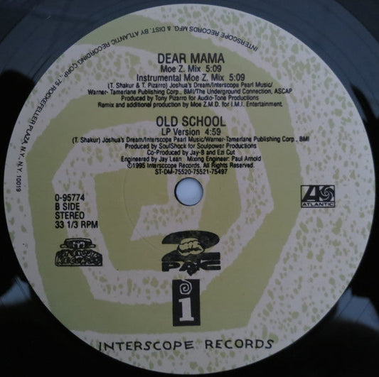 2Pac - Dear Mama (Vinyl, 12", 33 ⅓ RPM) Very Good Plus (VG+) / Very Good (VG)