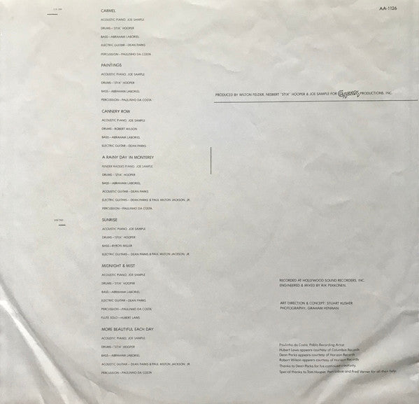 Joe Sample - Carmel (Vinyl, LP, Album) Very Good Plus (VG+) / Very Good Plus (VG+)